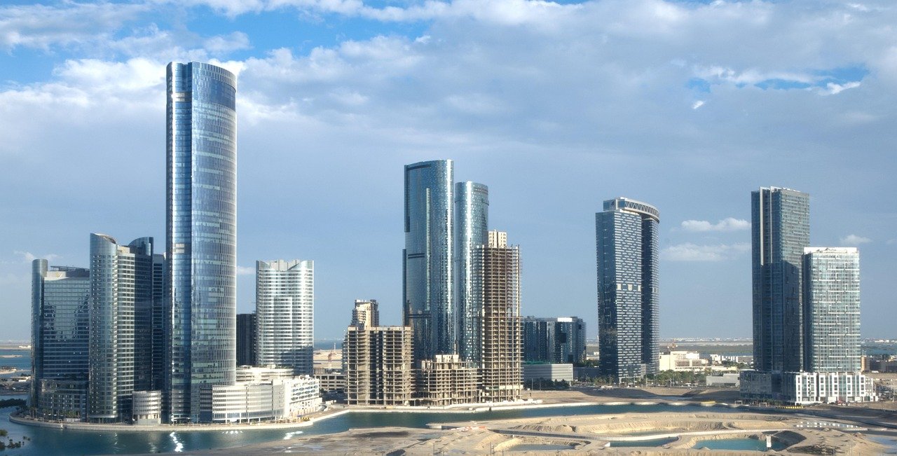 Daylight waterfront skyline of Al Reem Island in Abu Dhabi
